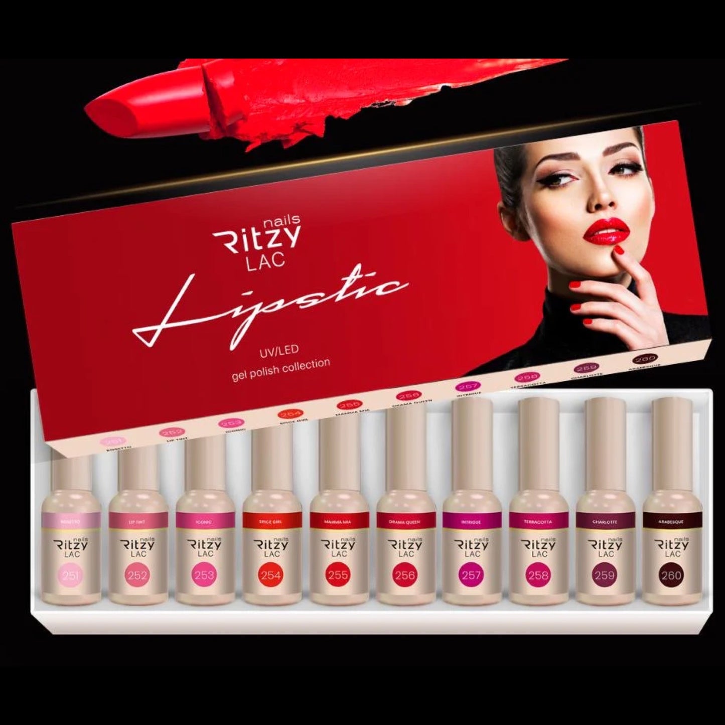 Ritzy Nails “Lipstick” collection of 10 colors x 9ml